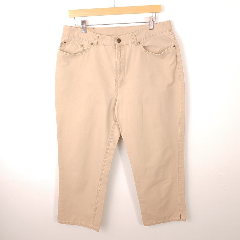 Lauren Jeans Co Ralph Lauren Tan Wide Leg Crop Jeans size 14